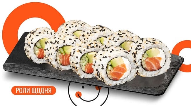 Страва Філадельфія з лососем в кунжуті меню We Sushi Філадельфія з лососем в кунжуті меню We Sushi